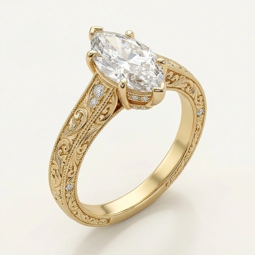 Hand Engraved Marquise